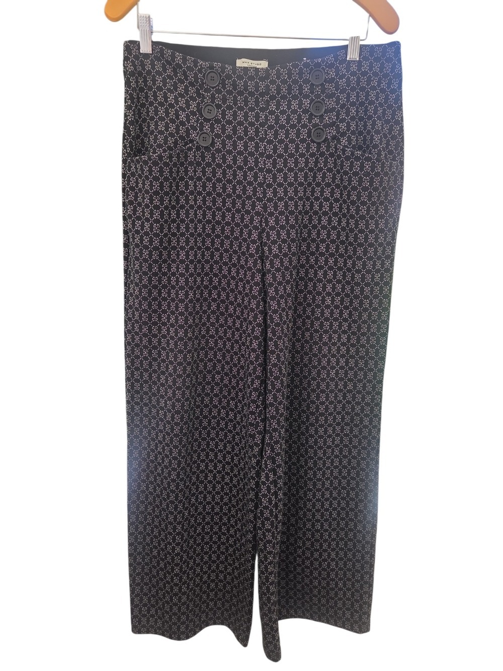Max Studio Black White Geometric Wide Leg Pants - Picture 2 of 9